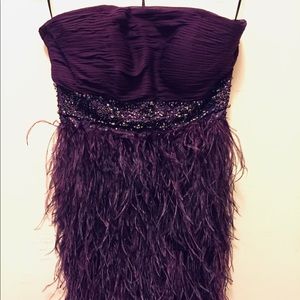 Sue Wong Feather Strapless Dress Size 4